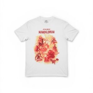 Hollister Men’s  Star Wars Mandalorian Tee - White and Orange size Large